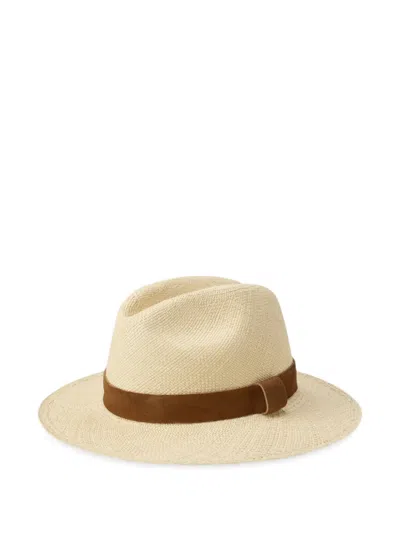 Polo Ralph Lauren Woven Suede-band Fedora Hat In Neutral