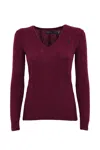 Polo Ralph Lauren Woven V-neck Sweater In Borgogna