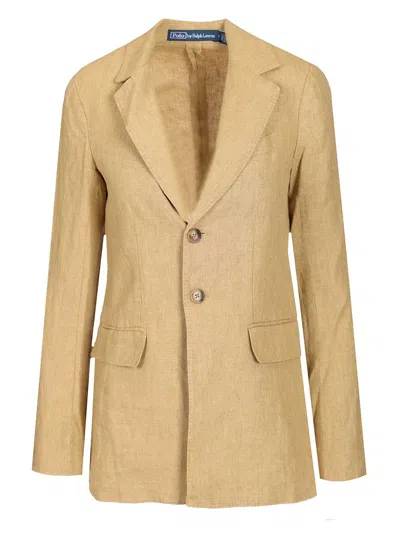 Polo Ralph Lauren Long-sleeved Suit Jacket In Brown