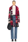 Polo Ralph Lauren Snowflake-motif Shawl-collar Cardigan In Red Multi