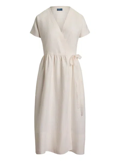 Polo Ralph Lauren Wrap Self-tie Midi Dress In White