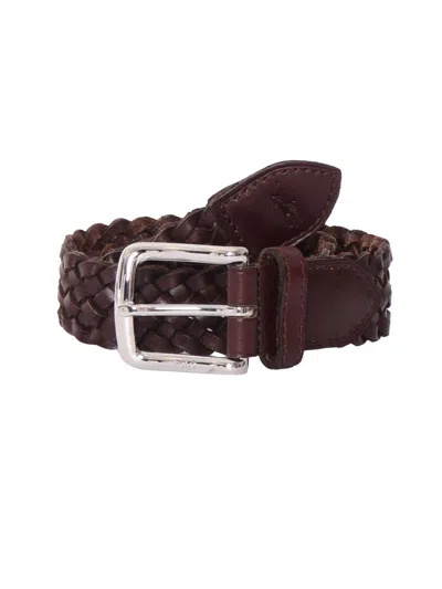 Polo Ralph Lauren Wstend Braid-belt-medium In Burgundy