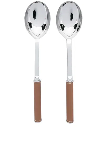 Polo Ralph Lauren Wyatt Stainless-steel Salad Servers (set Of Two) In Silver