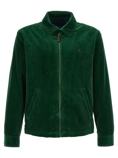 Polo Ralph Lauren 8 Wale Corduroy Pony Embroidered Windbreaker In Green