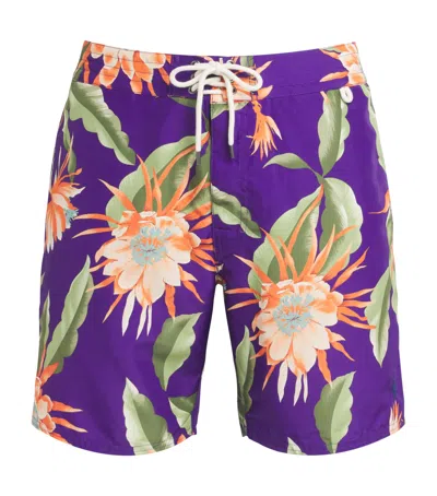 Polo Ralph Lauren X Hoffman Fabrics Palm Island Swim Shorts In Purple