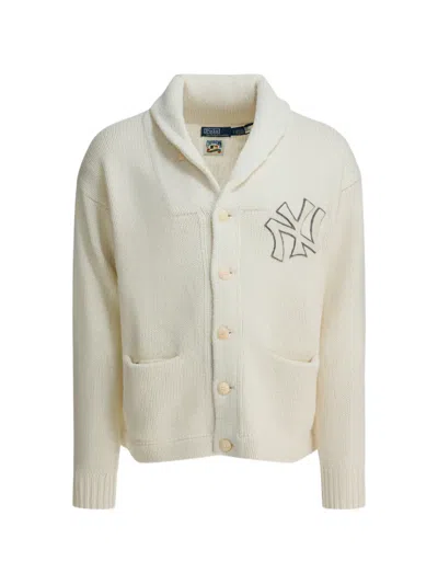 Polo Ralph Lauren X New York Yankees Embroidered Cardigan In Neutral