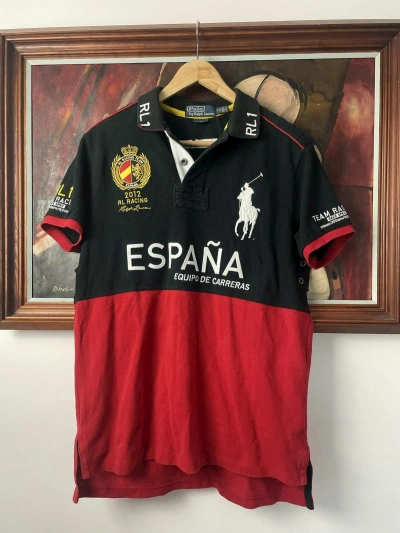 Pre-owned Polo Ralph Lauren X Racing Polo Ralph Laurent Racing Espana Team 2012 Vintage Casual In Black Red