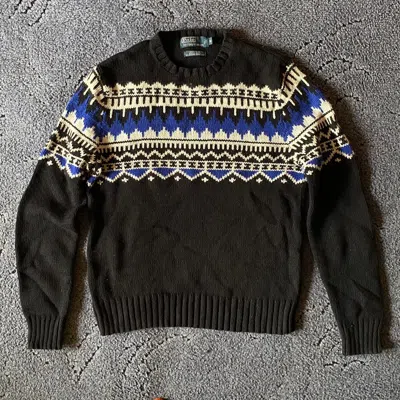 Pre-owned Polo Ralph Lauren X Ralph Lauren Hand Knitted Polo Ralph Laurent Sweater In Black