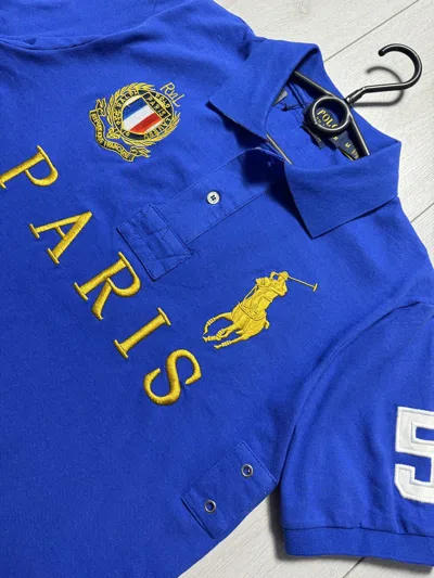 Pre-owned Polo Ralph Lauren X Ralph Lauren Paris Team Polo Ralph Laurent Shirt Big Logo Number 5 In Blue