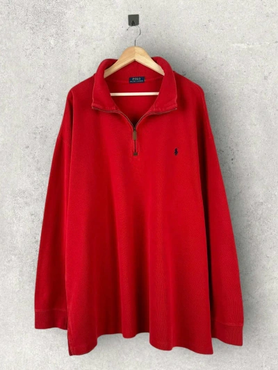 Pre-owned Polo Ralph Lauren X Ralph Lauren Polo Ralph Laurent 1/4 Zip Sweater Oversized Streetwear In Red