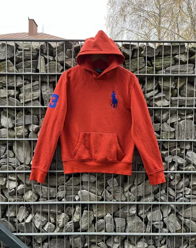 Pre-owned Polo Ralph Lauren T Big Logo Pony 3 Hoodie Y2k In Orange