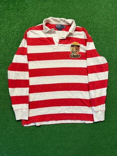 Pre-owned Polo Ralph Lauren X Ralph Lauren Polo Ralph Laurent Rugby Polo Longsleeve Vintage In Red/white