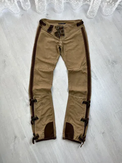 Pre-owned Polo Ralph Lauren X Ralph Lauren Polo Ralph Laurent Suede Concho Leather Cowboy Pants Western In Brown
