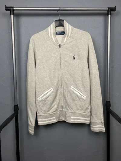 Pre-owned Polo Ralph Lauren T Vintage Cotton Bomber Jacket Zip Hoodie In Grey