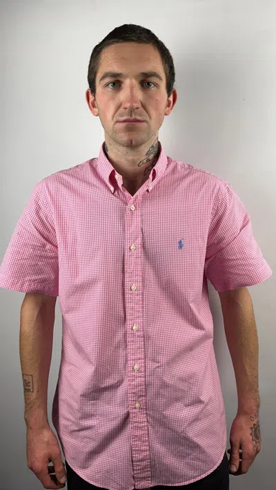 Pre-owned Polo Ralph Lauren X Ralph Lauren Polo Ralph Laurent Vintage Short Sleeve Button Up Shirt In Pink/white