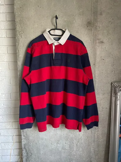 Pre-owned Polo Ralph Lauren X Ralph Lauren Rugby 90's Vintage Polo Ralph Laurent Rugby Striped Shirt Y2k In Red/blue