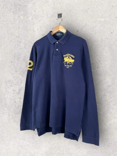 Pre-owned Polo Ralph Lauren X Ralph Lauren Rugby Vintage Y2k Polo Ralph Laurent Big Pony Rugby Shirt In Blue