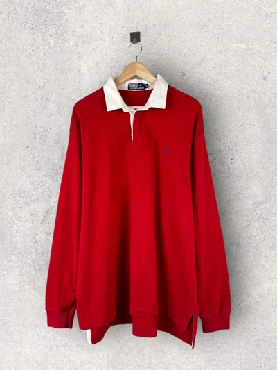 Pre-owned Polo Ralph Lauren X Ralph Lauren Rugby Vintage Y2k Polo Ralph Laurent Rugby Shirt Long Sleeve In Red