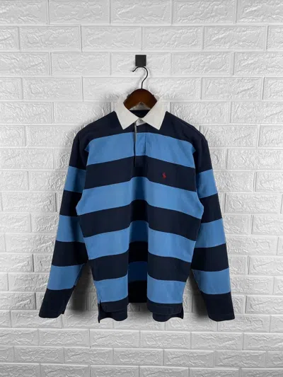 Pre-owned Polo Ralph Lauren X Ralph Lauren Vintage By Ralph Laurent Striped Rugby Long Sleeve Polo Shirt In Black/blue