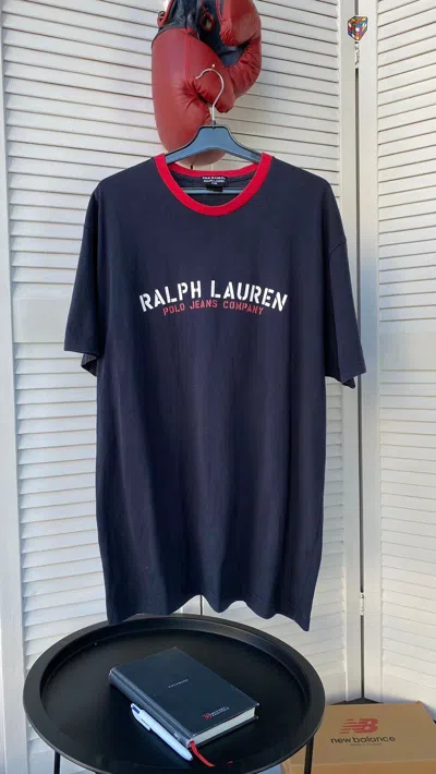 Pre-owned Polo Ralph Lauren X Ralph Lauren Vintage Polo Ralph Laurent Big Logo Tee Shirt In Blue