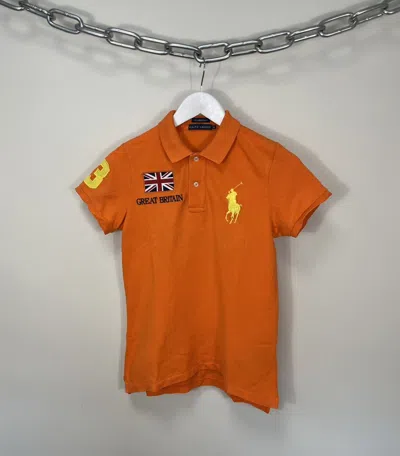 Pre-owned Polo Ralph Lauren X Ralph Lauren Vintage Polo Ralph Laurent Great Britain 3 Skinny Polo Shirt In Orange