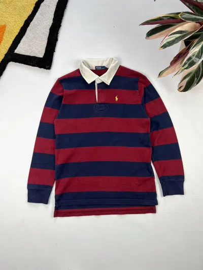 Pre-owned Polo Ralph Lauren X Ralph Lauren Vintage Polo Ralph Laurent Rugby Shirt Stripes Red & Blue