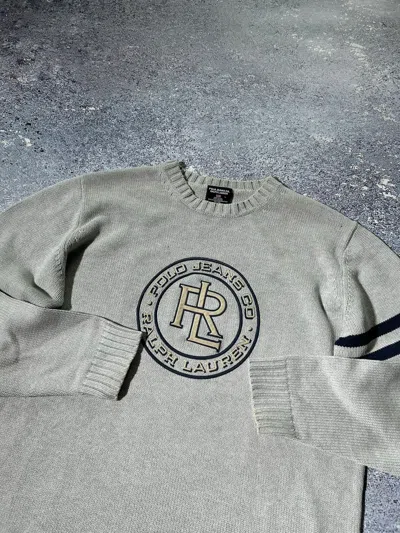 Pre-owned Polo Ralph Lauren X Ralph Lauren Vintage Polo Ralph Laurent Sweater Knitted Big Logo Retro Y2k In Grey