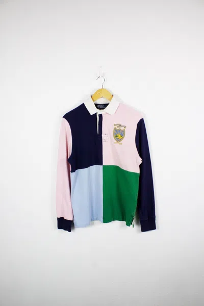 Pre-owned Polo Ralph Lauren X Ralph Lauren Vintage Ralph Laurent Color Block Rugby Polo Shirt Pullover (size Small) In Multicolor