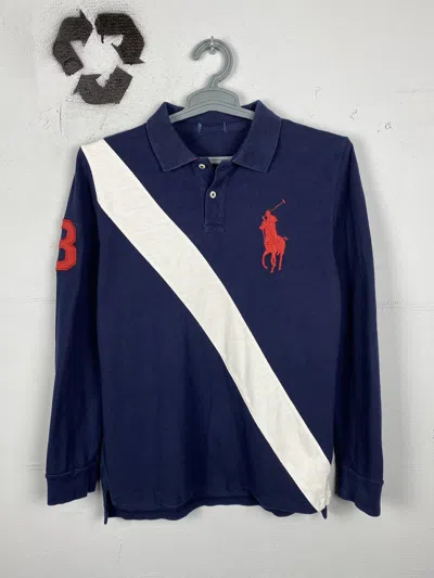 Pre-owned Polo Ralph Lauren X Ralph Lauren Vintage Ralph Laurent Mercer Club Long Sleeve Rugby T Shirt In Navy/red