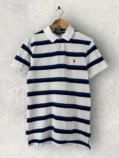 Pre-owned Polo Ralph Lauren X Ralph Lauren Vintage Y2k Polo Ralph Laurent Polo Shirt Striped In Striped White