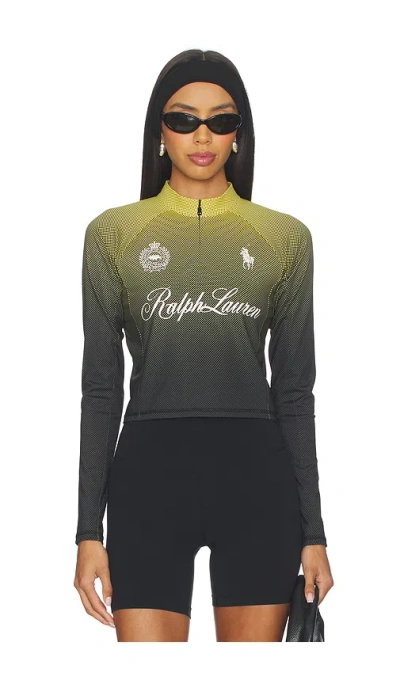 Polo Ralph Lauren X Revolve Graphic Cropped Quarter Zip Sweatshirt In Green