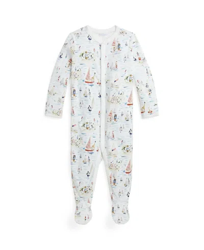 Polo Ralph Lauren X Riley Sheehey Baby Boys Cotton Coverall In Nautical Zoo