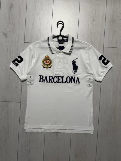 Pre-owned Polo Ralph Lauren X Rrl Ralph Lauren Ralph Laurent Polo Shirt Big Logo Number 2 Barcelona Team In White