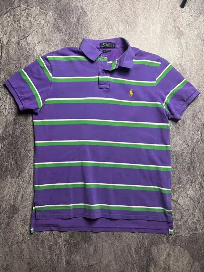 Pre-owned Polo Ralph Lauren X Vintage 12k Polo Ralph Laurent Blokecore Rugby Striped Style Polo Tee In Light Purple