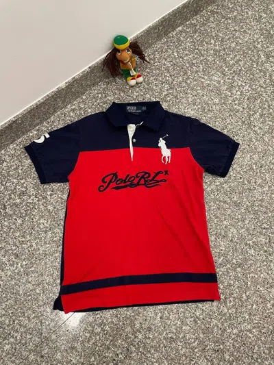 Pre-owned Polo Ralph Lauren X Vintage 90's Polo Ralph Laurent Big Logo Prl T Shirt Flag In Red