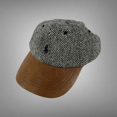 Pre-owned Polo Ralph Lauren X Vintage 90's Polo Ralph Laurent Herringbone Strap Back Hat In Black/brown