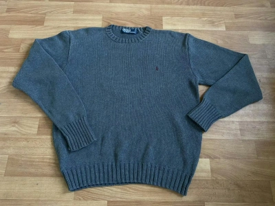Pre-owned Polo Ralph Lauren X Vintage 90's Polo Ralph Laurent Knit Crevneck Sweater Japan In Grey
