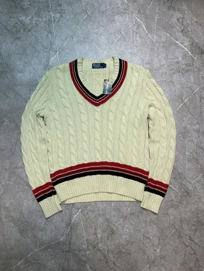 Pre-owned Polo Ralph Lauren X Vintage 90's Polo Ralph Laurent Knit Sweater In Beige