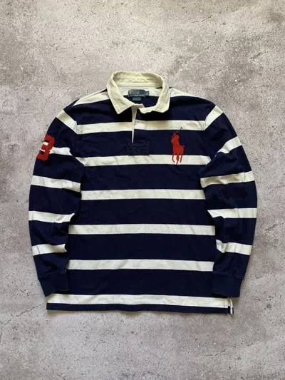 Pre-owned Polo Ralph Lauren X Vintage 90's Polo Ralph Laurent London Rugby Longsleeve Tshirt In White/navy
