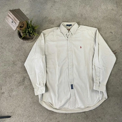 Pre-owned Polo Ralph Lauren X Vintage 90's Polo Ralph Laurent Oversize Over Shirt Button Up In Beige