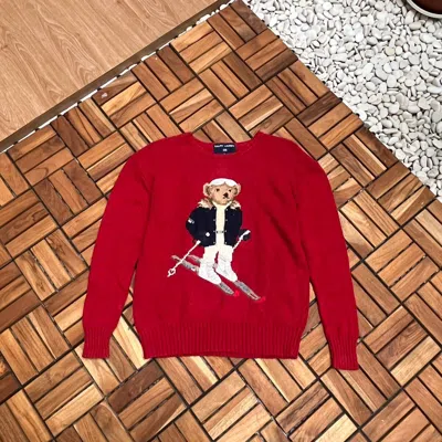 Pre-owned Polo Ralph Lauren X Vintage 90's Polo Ralph Laurent Polo Bear Ski Sport In Red