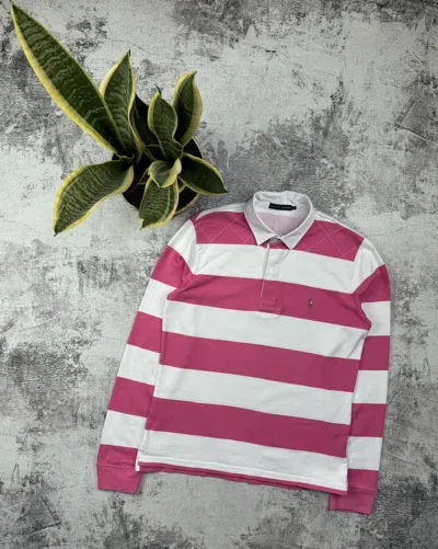 Pre-owned Polo Ralph Lauren X Vintage 90's Polo Ralph Laurent Striped Pink Regby Longsleeve