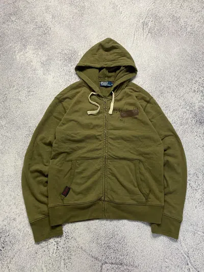 Pre-owned Polo Ralph Lauren X Vintage 90's Polo Ralph Laurent Zip Up Hoodie Military Style In Olive