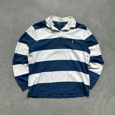 Pre-owned Polo Ralph Lauren X Vintage Crazy Vintage 90's Essential Polo Old Money Boxy Rugby Shirt In Blue