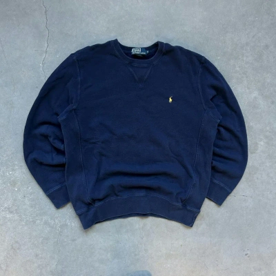 Pre-owned Polo Ralph Lauren X Vintage Crazy Vintage 90's Polo Essential Boxy Skater Logo Crewneck M In Navy
