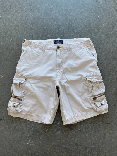 Pre-owned Polo Ralph Lauren X Vintage Crazy Vintage 90's Polo Ralph Laurent Multipocket Cargo Shorts In Tan