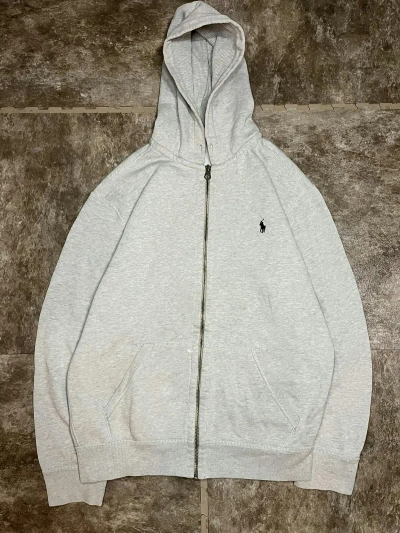 Pre-owned Polo Ralph Lauren X Vintage Crazy Vintage Y2k Thermal Lined Polo Ralph Laurent Hoodie In Grey