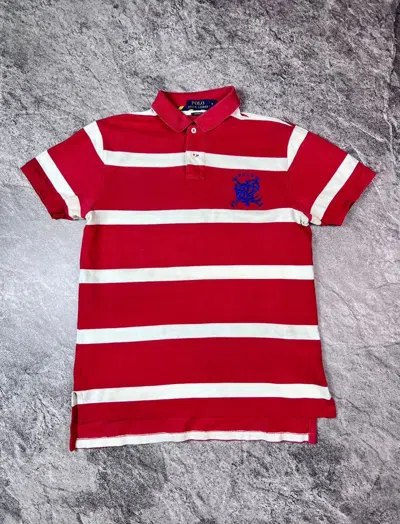 Pre-owned Polo Ralph Lauren X Vintage Polo By Ralph Laurent Blokecore Striped Style Polo Tee Shirt In Red/white