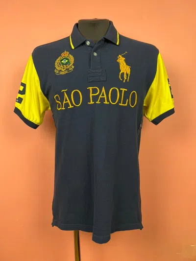 Pre-owned Polo Ralph Lauren X Vintage Polo Ralph Laurent 2 Sao Paolo Hype Streetwear Tee In Blue