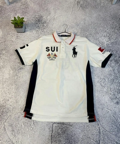 Pre-owned Polo Ralph Lauren X Vintage Polo Ralph Laurent 3 Pier Switzerland Polo Shirt Vintage In White